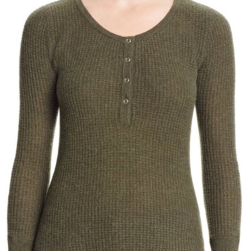 Aqua cashmere waffle knit henley